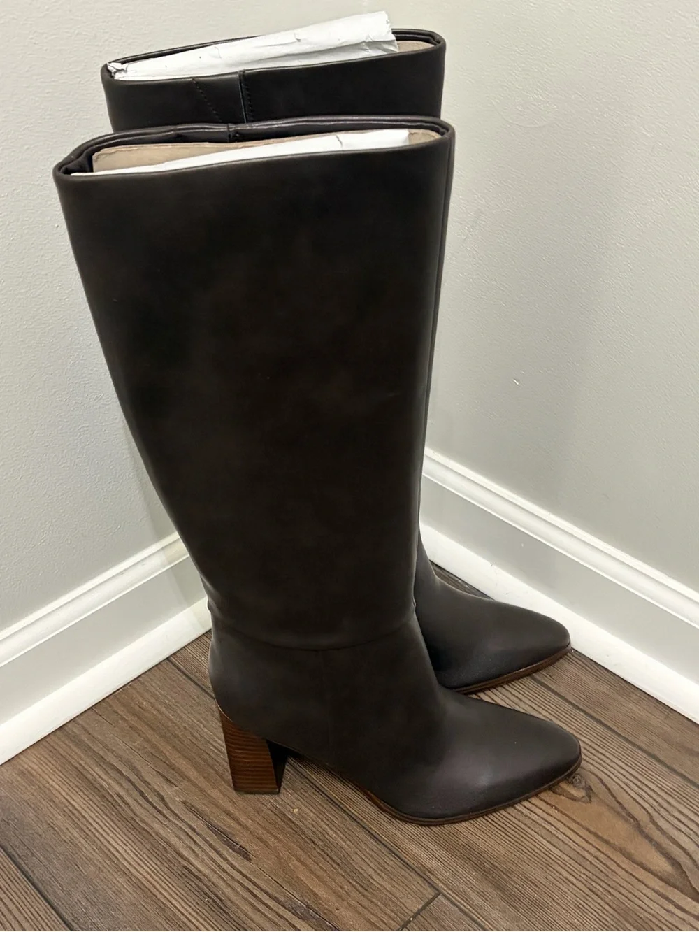 Calvin Klein Women's Over-the-Knee Leather Boots in Dark Brown